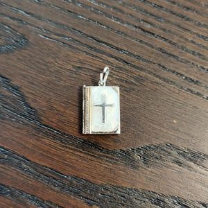 Sterling Vintage Mechanical Holy Bible Charm w/Lord's Prayer